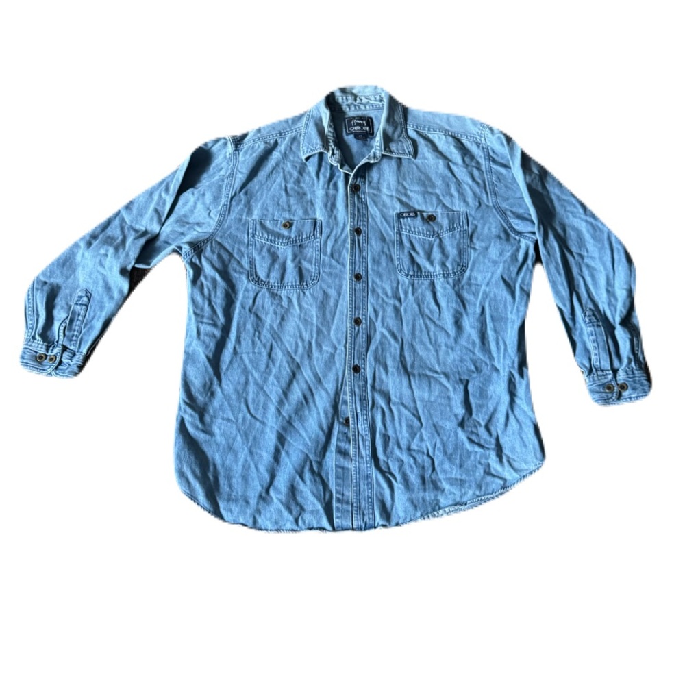 Vintage Cherokee Denim Long Sleeve Button Up Mens 100% Cotton Size Large